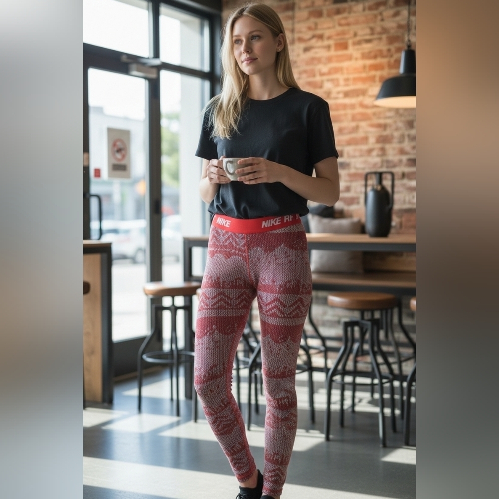 NWOT Nike Pro Leggings  Dri-fit Red Athleisure Nordic Red